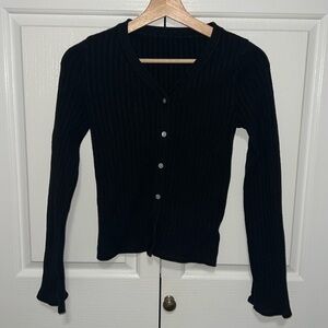 Black Ribbed Sweater/Cardigan